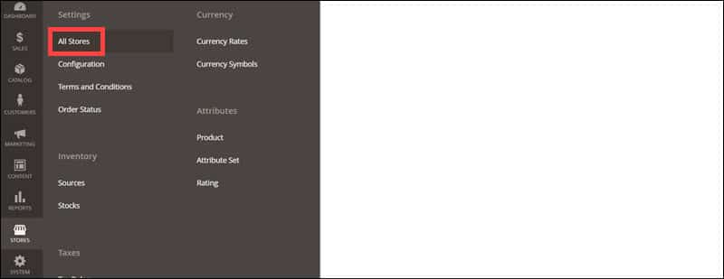 Navigating to store root category settings in Magento 2.