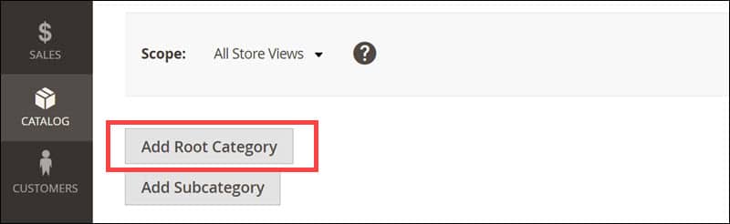 Adding a root category to a product catalog of a Magento-powered store.