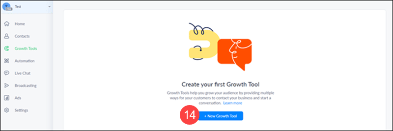 Add new growth tool in ManyChat.