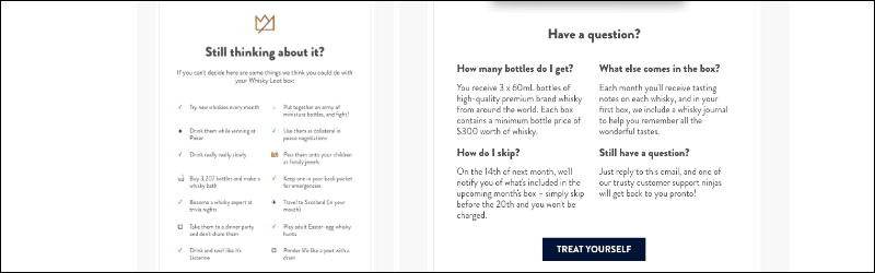 Whisky Loot cart abandonment email uses playful language and addresses customer concerns.