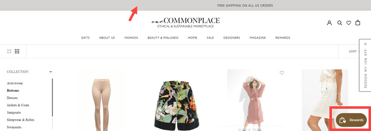 OurCommonplace online shop as an example of green ecommerce design.