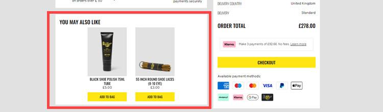 Dr. Martens implementing ecommerce personalization on the checkout page.