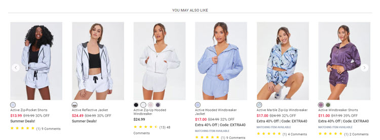Forever 21 using ecommerce personalization to recommend products.