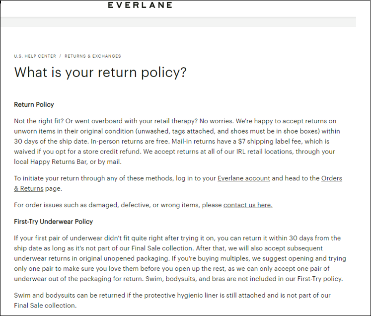everlane return policy